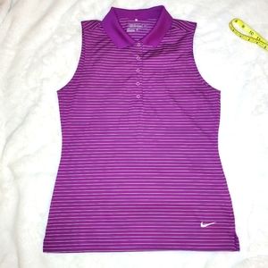 Nike Golf Tour Performance Women's Small Dri Fit Striped Purple Polo Shirt.